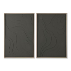 Painting Home ESPRIT Green Beige Dark grey polystyrene MDF Wood Abstract Scandinavian (2 Units)