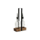 Set para Aliñar Home ESPRIT Negro Natural Cristal Madera de acacia 180 ml 15 x 7 x 28 cm