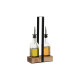 Set para Aliñar Home ESPRIT Negro Natural Cristal Madera de acacia 180 ml 15 x 7 x 28 cm