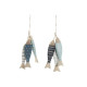 Decoración Colgante Home ESPRIT Azul Blanco Natural Peces 5 x 5 x 20 cm (2 Unidades)