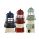 Figura Decorativa Home ESPRIT Rojo Crema Azul cielo Azul marino 13 x 13 x 32 cm (3 Unidades) Faro