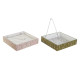 Servilletero DKD Home Decor Verde Mostaza Marrón oscuro Metal Aluminio Madera MDF 18 x 18 x 4 cm (4 Unidades)