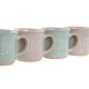Juego de Tazas de Café Home ESPRIT Azul Rosa Gres Urbano 180 ml 4 Piezas