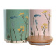 Bote DKD Home Decor 11,5 x 11,5 x 17,5 cm Floral Rosa Verde Bambú Gres Shabby Chic (2 Unidades)