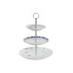Frutero DKD Home Decor 27 x 27 x 34 cm Porcelana Azul Metal Blanco