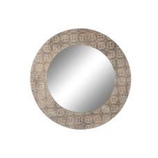 Espejo de pared DKD Home Decor Blanco Marrón Mandala Indio Decapé 76 x 4 x 76 cm