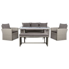 Table Set with 3 Armchairs DKD Home Decor Brown synthetic rattan (177 x 72 x 80 cm)
