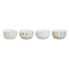 Bol DKD Home Decor 4 Unidades Gres 460 ml (12 x 12 x 6,5 cm)