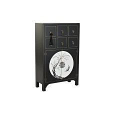Cajonera DKD Home Decor Negro Dorado Abeto Madera MDF Oriental 63 x 28 x 101 cm