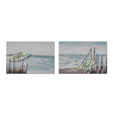Cuadro DKD Home Decor Playa Mediterráneo (90 x 2,5 x 60 cm) (2 Unidades)