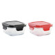 Fiambrera Hermética DKD Home Decor Cuadrado PP Vidrio de Borosilicato (2 Unidades) (520 ml)