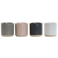 Taza Mug DKD Home Decor Rosa claro Gris oscuro Gris claro Gres (350 ml) (4 Unidades)