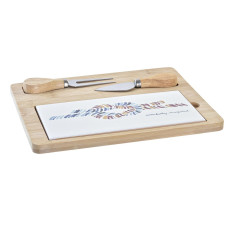 Tabla para Quesos DKD Home Decor Marinero Multicolor Bambú Gres (24,5 x 20 x 1,2 cm) (4 Piezas)