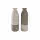 Vase DKD Home Decor Stripes White Ceramic Brown Cream (9,5 x 9,5 x 28,5 cm) (2 Units)  