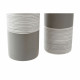 Vase DKD Home Decor Stripes White Ceramic Brown Cream (9,5 x 9,5 x 28,5 cm) (2 Units)  