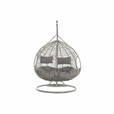 Sillón de jardín colgante DKD Home Decor 133 x 80 x 110 cm Gris ratán sintético Aluminio
