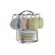 Juego de Tazas de Café DKD Home Decor Azul Rosa Metal Verde Flores Dolomita (6 pcs) (180 ml) (14 x 14 x 7 cm)