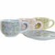 Juego de Tazas de Café DKD Home Decor Azul Rosa Metal Verde Flores Dolomita (6 pcs) (180 ml) (14 x 14 x 7 cm)