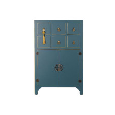 Chest of drawers DKD Home Decor Blue Golden Fir MDF Wood Oriental 63 x 27 x 101 cm 63 x 27 x 100 cm