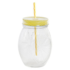 Vaso con Pajita DKD Home Decor Metal Cristal (330 ml) (9 x 6.5 x 13.5 cm)