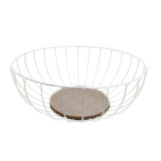 Fruit Bowl Versa White Metal MDF Wood (28 x 11 x 28 cm)