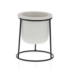 Plant pot Versa White Ceramic Metal (10,5 x 14,5 x 10,5 cm)