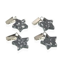 Pinza Sujeta Manteles Versa Metal Plástico Aleación de Zinc 7 x 3 cm Estrella 4 Piezas