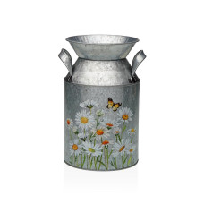 Jarrón Versa Gris Metal Flores 13 x 15,5 x 21 cm