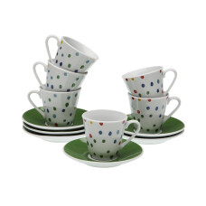 Set of Mugs with Saucers Versa Dotty Porcelain