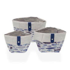 Basket set Versa Aqua 2 Textile 14 x 14 x 14 cm