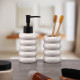Soap Dispenser Versa White Ceramic Bamboo