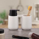 Soap Dispenser Versa White Ceramic Bamboo
