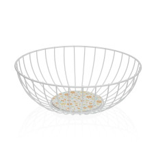 Basket set Versa White Metal Steel MDF Wood 28 x 11 x 28 cm