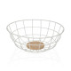 Fruit Bowl Versa White 28 x 12 x 28 cm Wood Rubber wood Steel Iron