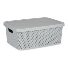 Caja de Almacenaje con Tapa Gris Plástico (28 x 15 x 39 cm)