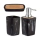 Set de Baño Negro 3 Piezas Plástico Bambú