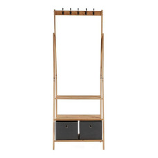 Hat stand Grey Brown Wood Cloth (40,5 x 175 x 67 cm)