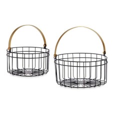 Cesta Redonda Negro Dorado Metal (2 pcs)