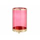 Candleholder Pink Golden Cylinder Metal Glass (12,2 x 19,5 x 12,2 cm)