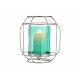 Candleholder Silver Blue Lantern Metal Glass (19 x 20 x 19 cm)