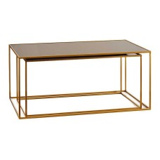 Set of 2 tables Black Golden Crystal Metal (2 pcs)