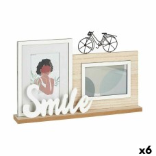 Photo frame Smile 2 photos Black Brown MDF Wood (6 Units) (40 x 27 x 6 cm)