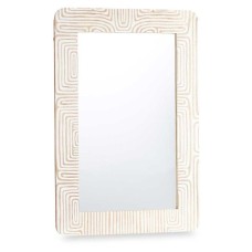 Wall mirror White Brown Mango wood Curve 90 x 60 x 2 cm