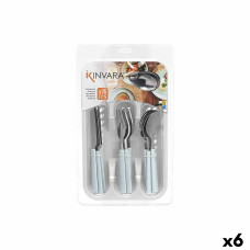 Set de Cubiertos Blanco Plateado Acero Inoxidable Plástico (6 Unidades)