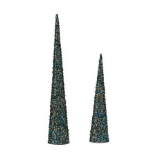 Decoration Christmas Cones Sequins Blue Golden Plastic