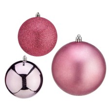 Bola de Navidad Ø 10 cm 6 Unidades Rosa Plástico