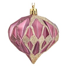 Bolas de Navidad Diamante Ø 8 cm 6 Unidades Rosa Plástico