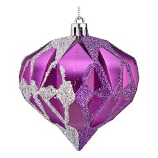 Christmas Baubles Diamond Ø 8 cm 6 Units Purple Silver Plastic