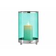 Candleholder Silver Blue Cylinder 12,2 x 19,5 x 12,2 cm Metal Glass