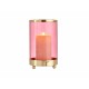 Candleholder Pink Golden Cylinder 9,7 x 16,5 x 9,7 cm Metal Glass